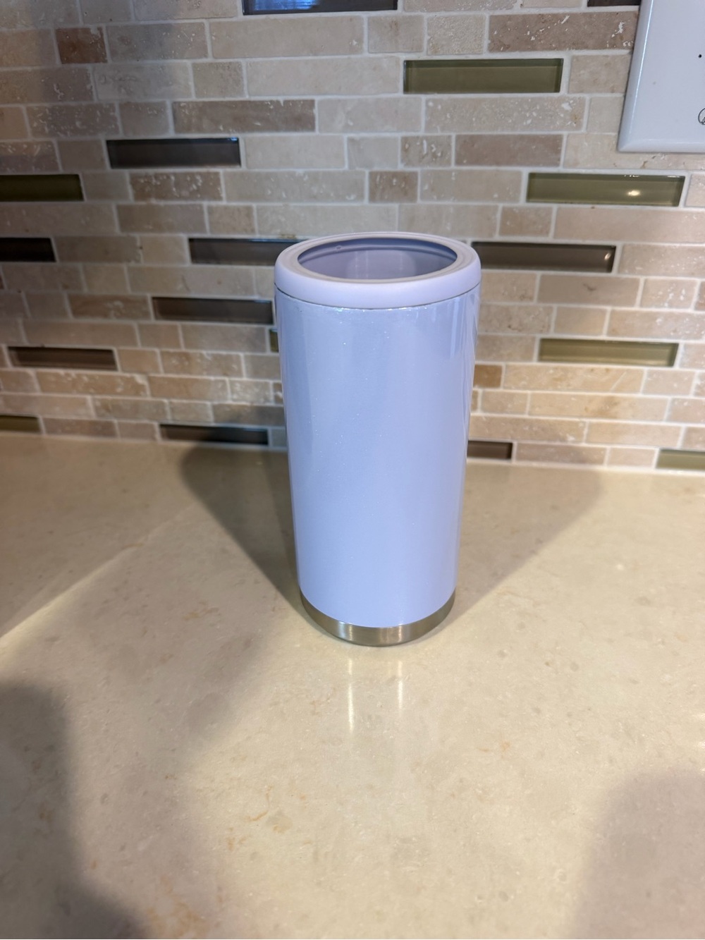 Maars Skinny Can Slim Cans Stainless Steel 12oz Sleeve Double Wall Glitter lilac